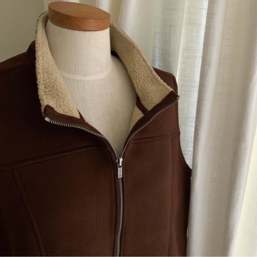 Ralph Lauren Brown Suede Sherpa Vest